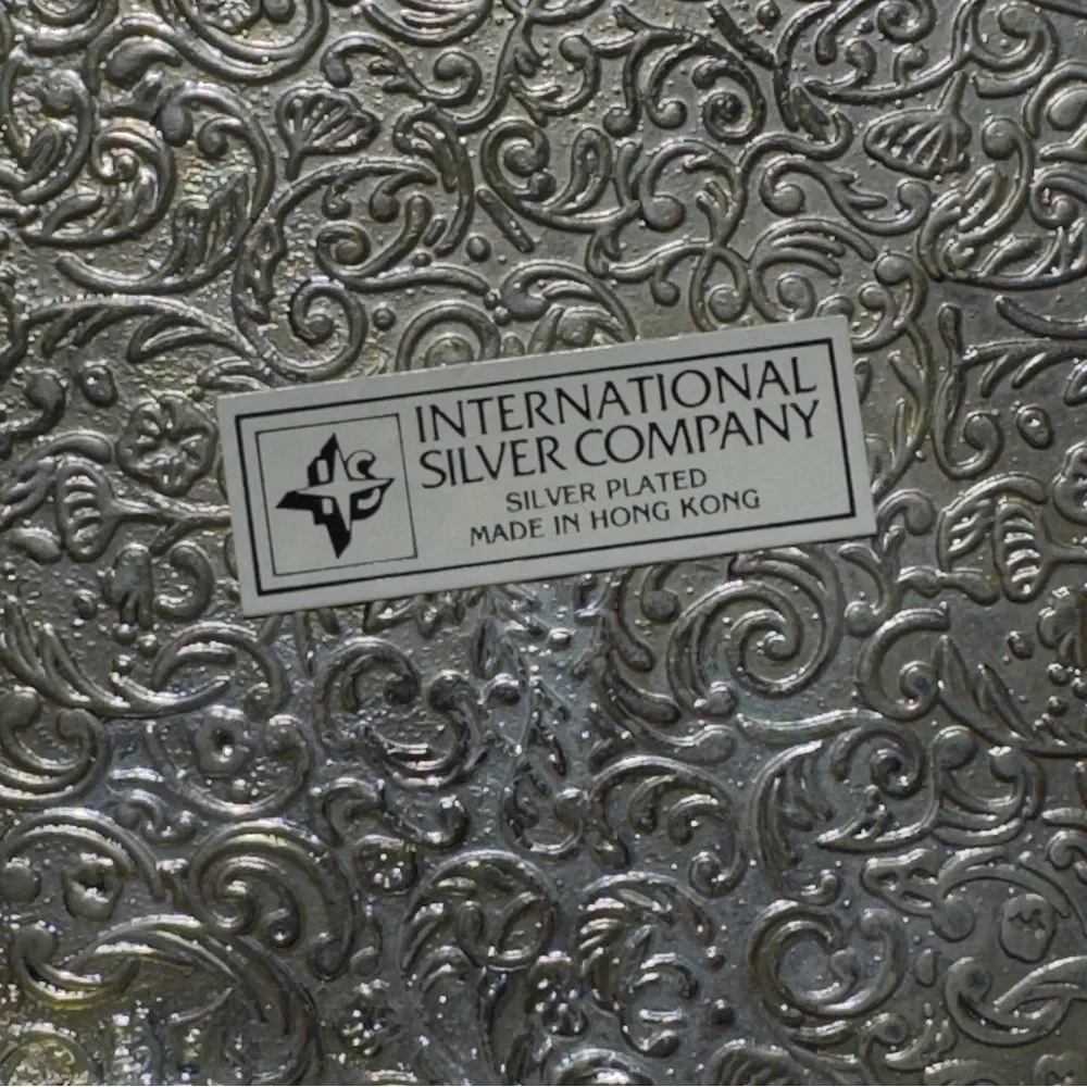 International Silver Jewelry Box Engraved Floral Trinket Vanity VTG Silverplate